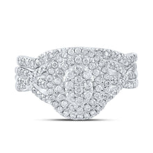 Load image into Gallery viewer, Captivating Love Story | 10kt White Gold Round Diamond Oval Bridal Wedding Ring Band Set 3/4 Cttw - Splendid Jewellery
