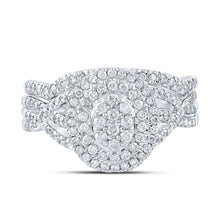 Load image into Gallery viewer, Captivating Love Story | 10kt White Gold Round Diamond Oval Bridal Wedding Ring Band Set 3/4 Cttw - Alternate view 4 from Splendid Jewellery