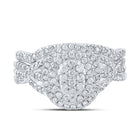 Captivating Love Story | 10kt White Gold Round Diamond Oval Bridal Wedding Ring Band Set 3/4 Cttw - Alternate view 4 from Splendid Jewellery