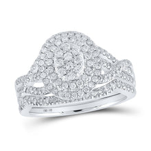Load image into Gallery viewer, Captivating Love Story | 10kt White Gold Round Diamond Oval Bridal Wedding Ring Band Set 3/4 Cttw - Splendid Jewellery