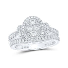 Captivating Love Story | 10kt White Gold Round Diamond Oval Cluster Bridal Wedding Ring Band Set 1 Cttw | Splendid Jewellery - Splendid Jewellery
