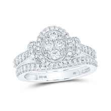 Load image into Gallery viewer, Captivating Love Story | 10kt White Gold Round Diamond Oval Cluster Bridal Wedding Ring Band Set 1 Cttw | Splendid Jewellery - Splendid Jewellery