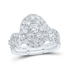 Captivating Love Story | 10kt White Gold Round Diamond Oval Halo Bridal Wedding Ring Band Set 2 Cttw | Splendid Jewellery - Splendid Jewellery