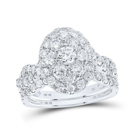 Captivating Love Story | 10kt White Gold Round Diamond Oval Halo Bridal Wedding Ring Band Set 2 Cttw | Splendid Jewellery - Splendid Jewellery