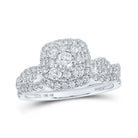 Captivating Love Story | 10kt White Gold Round Diamond Square Bridal Wedding Ring Band Set 1 Cttw | Splendid Jewellery - Splendid Jewellery