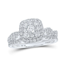 Load image into Gallery viewer, Captivating Love Story | 10kt White Gold Round Diamond Square Bridal Wedding Ring Band Set 1 Cttw | Splendid Jewellery - Splendid Jewellery