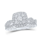 Captivating Love Story | 10kt White Gold Round Diamond Square Bridal Wedding Ring Band Set 1 Cttw | Splendid Jewellery - Splendid Jewellery