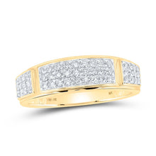 Load image into Gallery viewer, Captivating Love Story | 10kt Yellow Gold His Hers Round Diamond Cluster Matching Wedding Set 1 - 3/8 Cttw - Splendid Jewellery