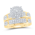 Captivating Love Story | 10kt Yellow Gold His Hers Round Diamond Cluster Matching Wedding Set 1 - 3/8 Cttw - Splendid Jewellery