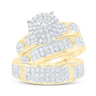 Captivating Love Story | 10kt Yellow Gold His Hers Round Diamond Cluster Matching Wedding Set 1 - 3/8 Cttw - Splendid Jewellery