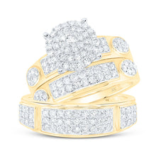 Load image into Gallery viewer, Captivating Love Story | 10kt Yellow Gold His Hers Round Diamond Cluster Matching Wedding Set 1-3/8 Cttw Top view from the 10Kt Yellow Gold His Hers Round Diamond Cluster Matching Wedding Set 1 3 8 Cttwpin213744 collection by Splendid Jewellery