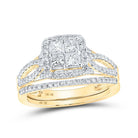 Captivating Love Story | 10kt Yellow Gold Princess Diamond Square Bridal Wedding Ring Band Set 1 Cttw - Splendid Jewellery