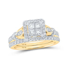 Captivating Love Story | 10kt Yellow Gold Princess Diamond Square Bridal Wedding Ring Band Set 7/8 Cttw - Splendid Jewellery