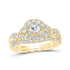 Captivating Love Story | 10kt Yellow Gold Round Diamond Halo Bridal Wedding Ring Band Set 1 Cttw | Splendid Jewellery - Splendid Jewellery