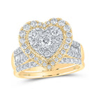Captivating Love Story | 10kt Yellow Gold Round Diamond Heart Bridal Wedding Ring Band Set 1 - 1/4 Cttw | Splendid Jewellery - Splendid Jewellery