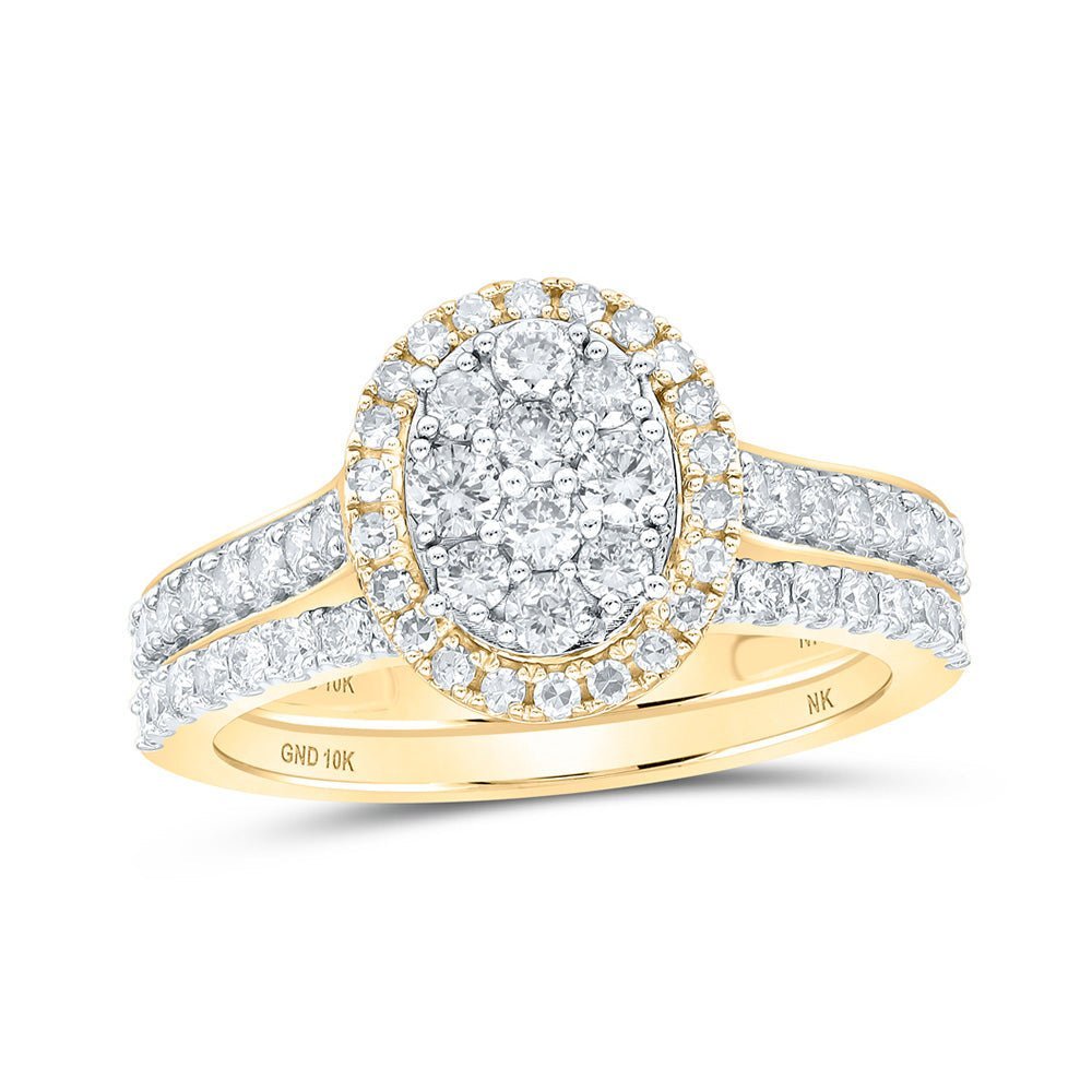 Captivating Love Story | 10kt Yellow Gold Round Diamond Oval Bridal Wedding Ring Band Set 1 Cttw - Splendid Jewellery