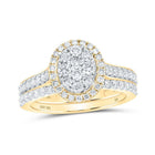 Captivating Love Story | 10kt Yellow Gold Round Diamond Oval Bridal Wedding Ring Band Set 1 Cttw - Splendid Jewellery