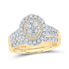 Captivating Love Story | 10kt Yellow Gold Round Diamond Oval Bridal Wedding Ring Band Set 1 Cttw - Splendid Jewellery