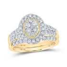 Captivating Love Story | 10kt Yellow Gold Round Diamond Oval Bridal Wedding Ring Band Set 1 Cttw - Splendid Jewellery
