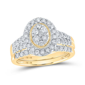 Captivating Love Story | 10kt Yellow Gold Round Diamond Oval Bridal Wedding Ring Band Set 1 Cttw - Splendid Jewellery