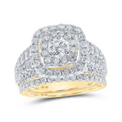 Captivating Love Story | 10kt Yellow Gold Round Diamond Square Halo Bridal Wedding Ring Band Set 2 Cttw - Splendid Jewellery