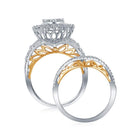 Captivating Love Story: 14kt Two - tone Gold Round Diamond Bridal Wedding Ring Band Set 3 Cttw - Splendid Jewellery
