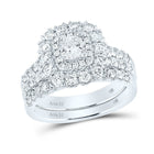 Captivating Love Story 14kt White Gold Diamond Bridal Wedding Ring Band Set - Top View