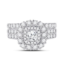 Load image into Gallery viewer, Captivating Love Story 14kt White Gold Diamond Bridal Wedding Ring Band Set - Front View