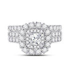 Captivating Love Story 14kt White Gold Diamond Bridal Wedding Ring Band Set - Front View