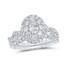 Captivating Love Story | 14kt White Gold Oval Diamond Halo Bridal Wedding Ring Band Set 1 - 3/4 Cttw - Splendid Jewellery