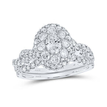 Load image into Gallery viewer, Captivating Love Story | 14kt White Gold Oval Diamond Halo Bridal Wedding Ring Band Set 1 - 3/4 Cttw - Splendid Jewellery