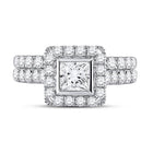 Captivating Love Story | 14kt White Gold Princess Diamond Bridal Wedding Ring Band Set 2 Cttw - Splendid Jewellery