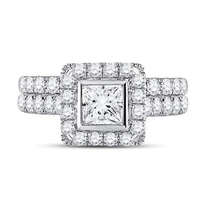 Captivating Love Story | 14kt White Gold Princess Diamond Bridal Wedding Ring Band Set 2 Cttw - Splendid Jewellery