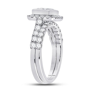 Captivating Love Story | 14kt White Gold Princess Diamond Bridal Wedding Ring Band Set 2 Cttw - Splendid Jewellery