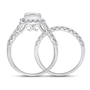 Captivating Love Story | 14kt White Gold Princess Diamond Bridal Wedding Ring Band Set 2 Cttw - Splendid Jewellery