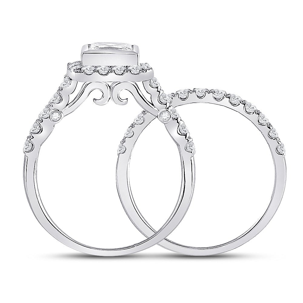Captivating Love Story | 14kt White Gold Princess Diamond Bridal Wedding Ring Band Set 2 Cttw - Splendid Jewellery