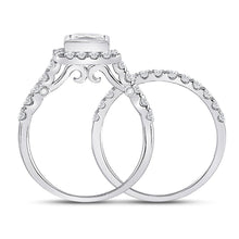 Load image into Gallery viewer, Captivating Love Story | 14kt White Gold Princess Diamond Bridal Wedding Ring Band Set 2 Cttw - Splendid Jewellery