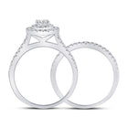 Captivating Love Story | 14kt White Gold Round Diamond Halo Bridal Wedding Ring Band Set 1 Cttw - Splendid Jewellery
