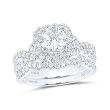Load image into Gallery viewer, Captivating Love Story | 14kt White Gold Round Diamond Halo Bridal Wedding Ring Band Set 2 Cttw - Splendid Jewellery