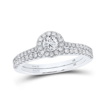 Load image into Gallery viewer, Captivating Love Story | 14kt White Gold Round Diamond Halo Bridal Wedding Ring Band Set 7/8 Cttw | Splendid Jewellery - Splendid Jewellery