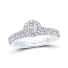 Captivating Love Story | 14kt White Gold Round Diamond Halo Bridal Wedding Ring Band Set 7/8 Cttw | Splendid Jewellery - Splendid Jewellery