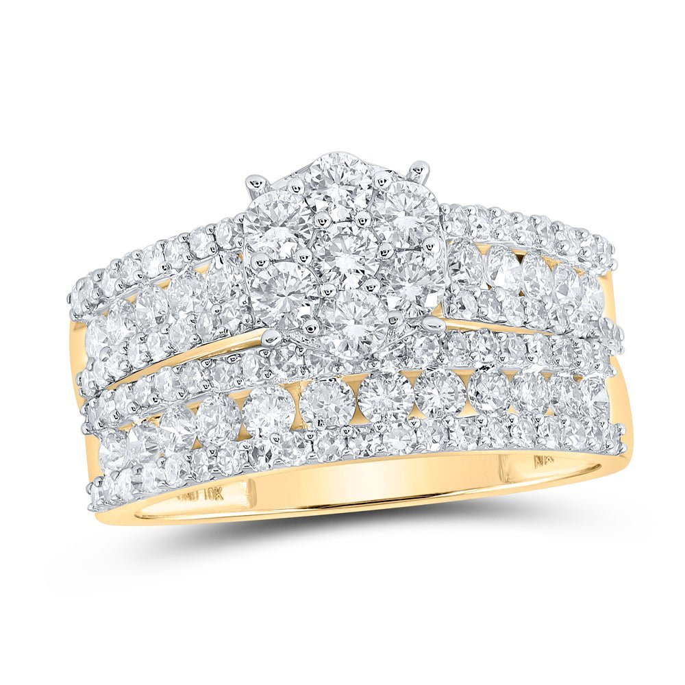 Captivating Love Story | 14kt Yellow Gold His Hers Round Diamond Cluster Matching Wedding Set 2 - 7/8 Cttw | Splendid Jewellery - Splendid Jewellery