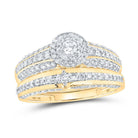 Captivating Love Story | Luxurious 10kt Yellow Gold His Hers Round Diamond Halo Matching Wedding Set 1 - 3/4 Cttw - Splendid Jewellery