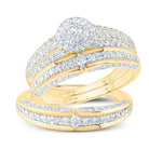 Captivating Love Story | Luxurious 10kt Yellow Gold His Hers Round Diamond Halo Matching Wedding Set 1 - 3/4 Cttw - Splendid Jewellery