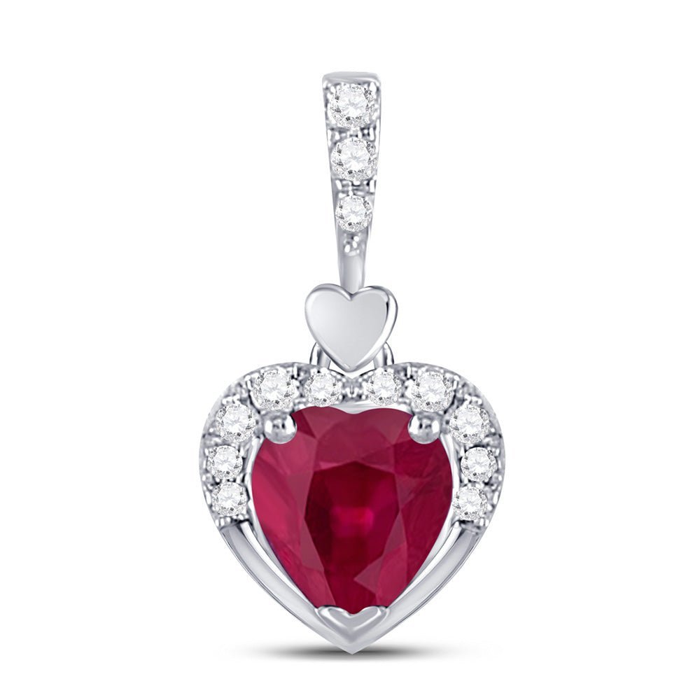 Captivating Love Symphony Pendant | 10kt White Gold Heart & Ruby Pendant 1/2 Cttw | Splendid Jewellery - Splendid Jewellery
