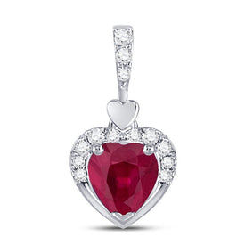 Captivating Love Symphony Pendant | 10kt White Gold Heart & Ruby Pendant 1/2 Cttw | Splendid Jewellery - Splendid Jewellery