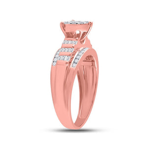 Captivating Love's Embrace 10kt Rose Gold Baguette Diamond Heart Bridal Wedding Engagement Ring - Splendid Jewellery