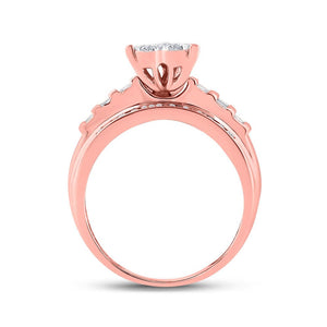 Captivating Love's Embrace 10kt Rose Gold Baguette Diamond Heart Bridal Wedding Engagement Ring - Splendid Jewellery