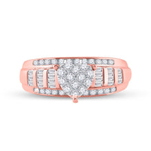 Load image into Gallery viewer, Captivating Love&#39;s Embrace 10kt Rose Gold Baguette Diamond Heart Bridal Wedding Engagement Ring - Alternate view 4 from Splendid Jewellery