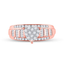 Load image into Gallery viewer, Captivating Love's Embrace 10kt Rose Gold Baguette Diamond Heart Bridal Wedding Engagement Ring - Splendid Jewellery